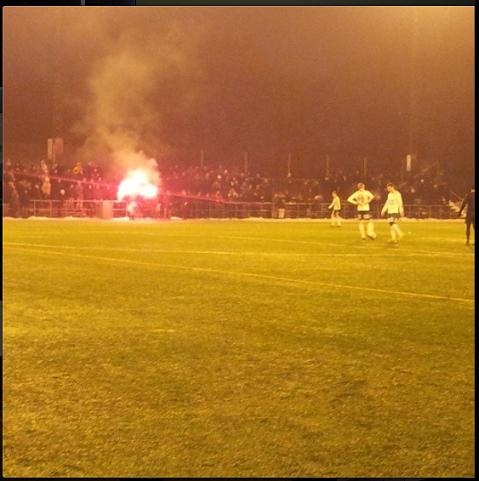Djurgårdsfamiljen firar och Mariehamns spelarna deppar efter DIF - Mariehamn 7-0 (1-0) på Stadshagen i Stockholms Lördag 1 Februari 2014 (Foto: DJ Jens)