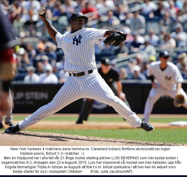 NYY rookie starter Severino beats Indians 20150822
