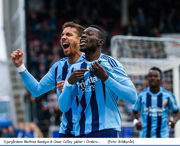 Mathias Ranegie & Omar Colley jublar i Orebro - Premiar 20160403 sondag