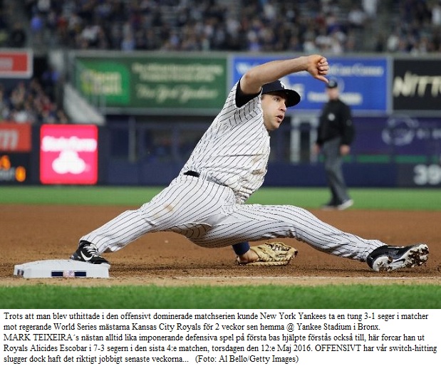 Tex & Yankees beat Royals 7-3 May 12 2016